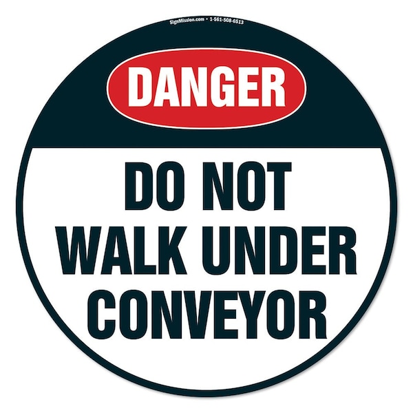 Do Not Walk Under Conveyor 16in Non-Slip Floor Marker, 12PK, 16 in L, 16 in H, FD-2-C-16-12PK-99948